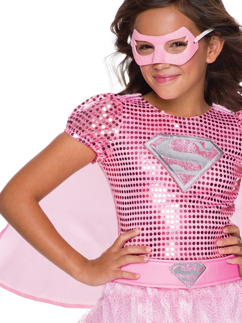 strapless open back dress Supergirl Premium Pink Sequin Costume for Kids - DC Comics