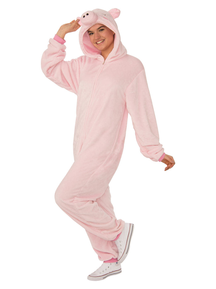 Pig Furry Hooded Onesie Costume for Adults