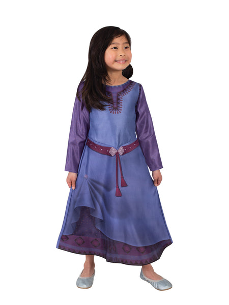 Kids Girls Movie Wish 2023 Asha Outfits Cosplay Costume Purple Dress H