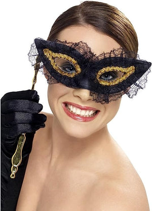 Black and Gold Lace Eye Mask for Adults