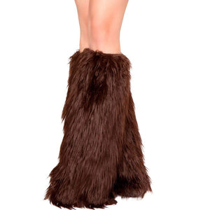 Brown Furry Leg Warmers for Adults