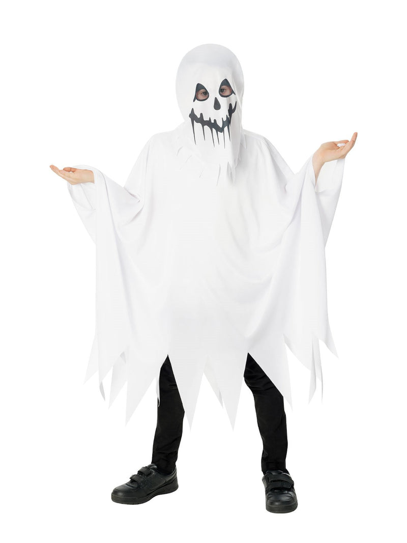 Boo Ghost Costume Kids Hooded Poncho with Internal Headband main image 1