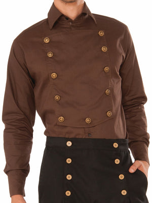 Steampunk Brown Men's Shirt for Adults