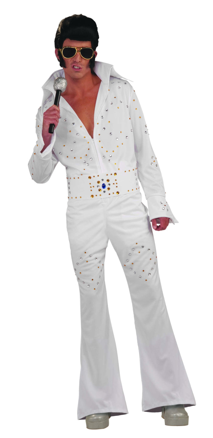 Vegas Superstar White Jumpsuit Costume for Adults