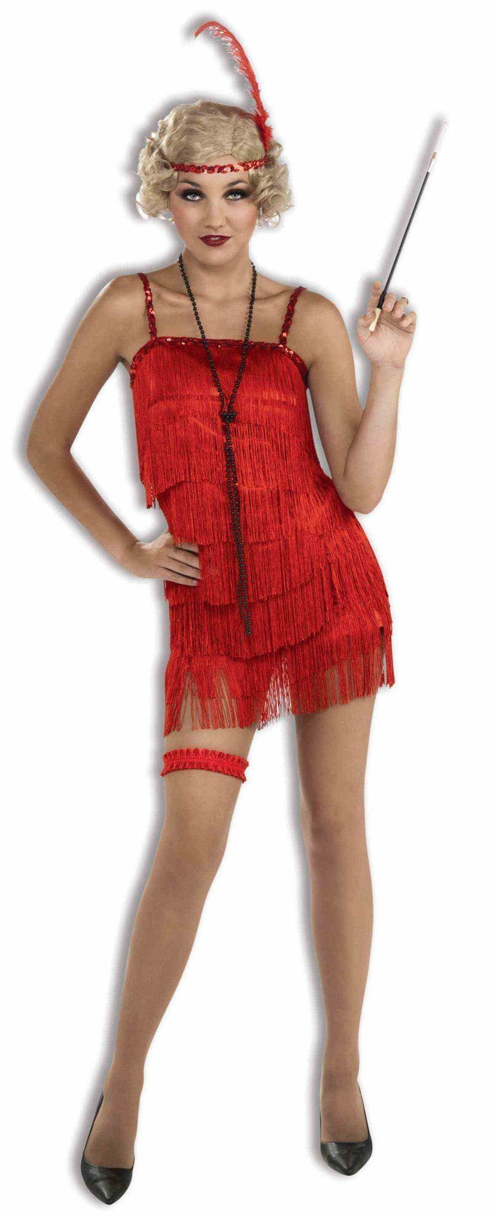 1920s Red Dazzle Flapper Costume for Adults