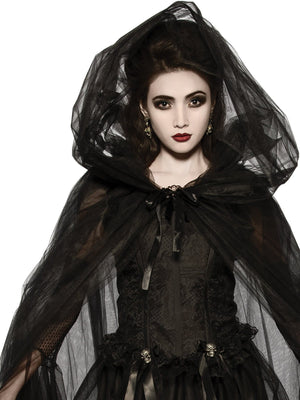 Buy Black Full Length Hooded Cape for Adults from Costume World