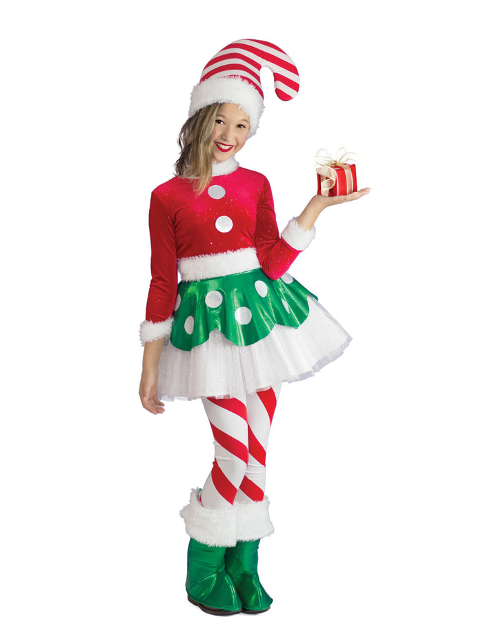 Candy Cane Elf Princess Costume for Kids