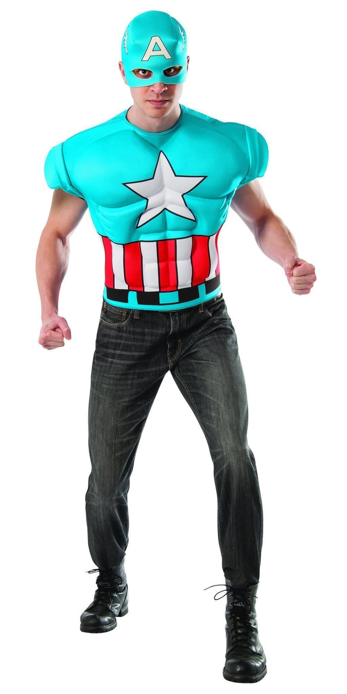 Captain America Muscle Chest Costume Top For Adults - Marvel Avengers