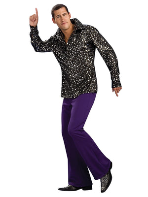 Buy Disco Shirt for Adults - Black with Silver Stars from Costume World