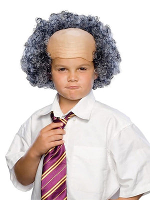 Buy Elderly Bald Cap with Grey Curly Sides Wig for Kids from Costume World