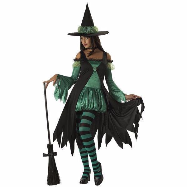 Emerald Green Witch Costume for Adults - Main Image