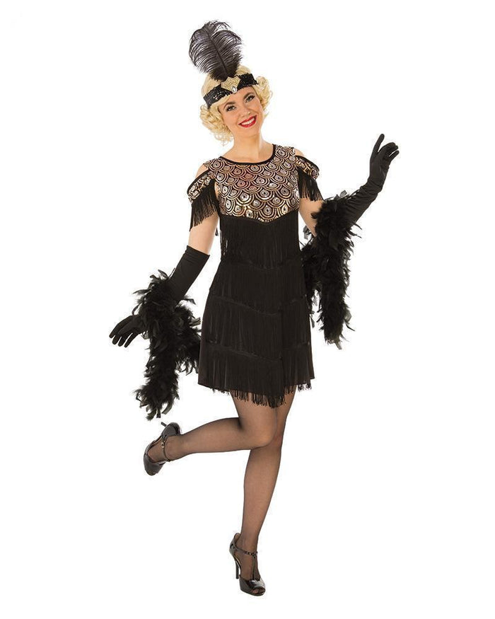 Fabulous Flapper Black & Gold Costume for Adults
