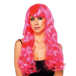 Buy Fuchsia & Pink Long Wavy Wig for Adults from Costume World