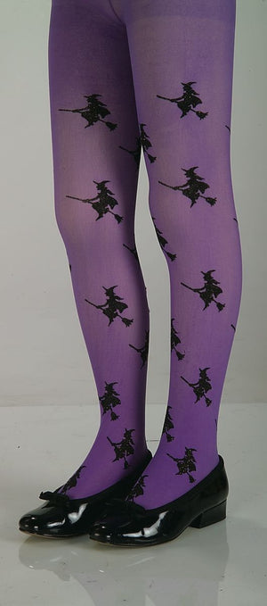Buy Glitter Witch Purple Child Tights from Costume World