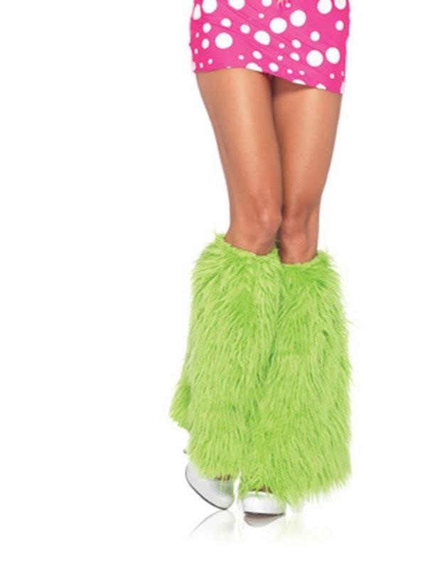 Green Furry Leg Warmers for Adults
