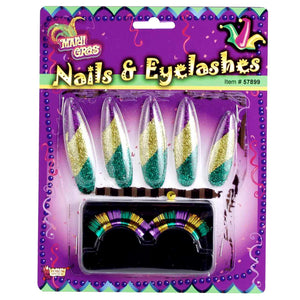 Buy Mardi Gras Nails and Lashes Set from Costume World
