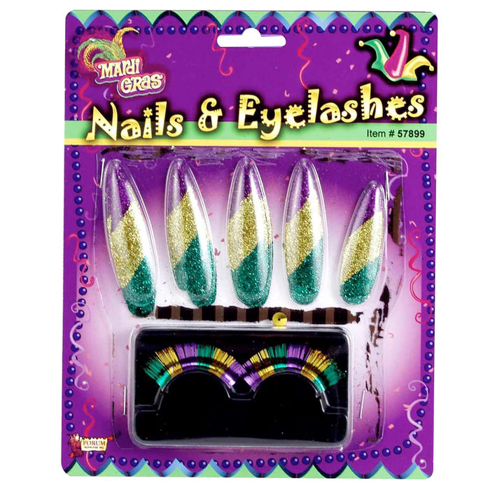 Mardi Gras Nails and Lashes Set