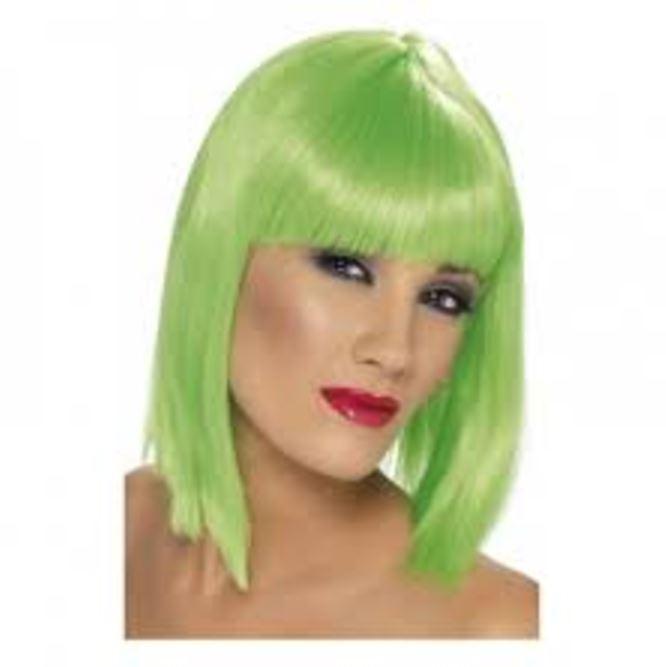 Neon Green Glam Wig for Adults