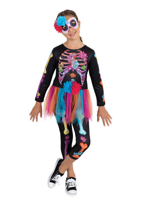 Buy Neon Skeleton Girl Costume for Kids from Costume World