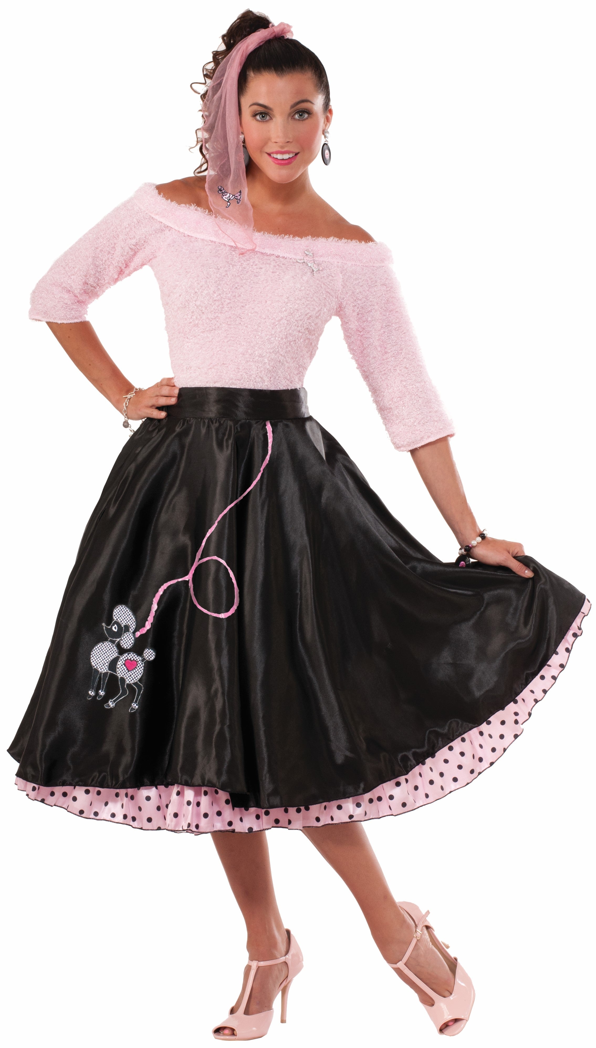 Poodle Skirt 50s Attire For Women Polka Dot Poodle Skirt Poodle