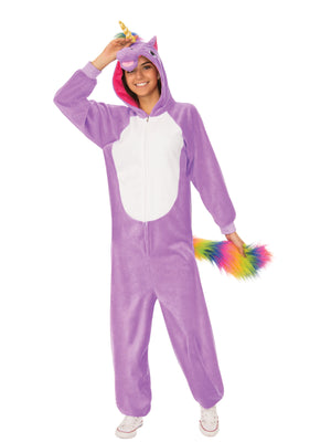 Buy Purple Unicorn Hooded Onesie Costume for Adults from Costume World