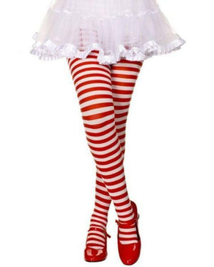 Buy Red And White Striped Tights for Kids from Costume World