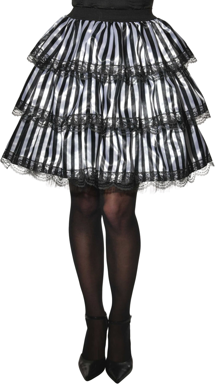 Striped Black & White Ruffle Skirt for Adults