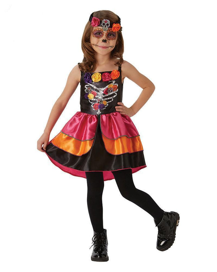 Sugar Skull Day Of The Dead Costume for Tweens
