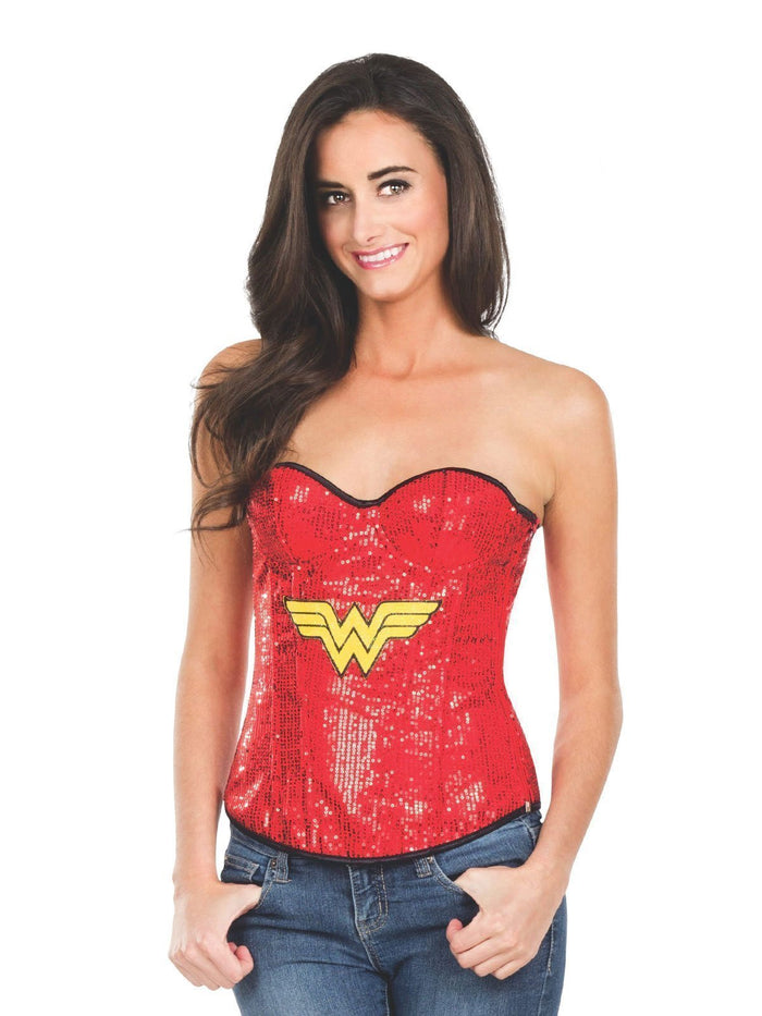Wonder Woman Sequin Corset for Adults - Warner Bros DC Comics